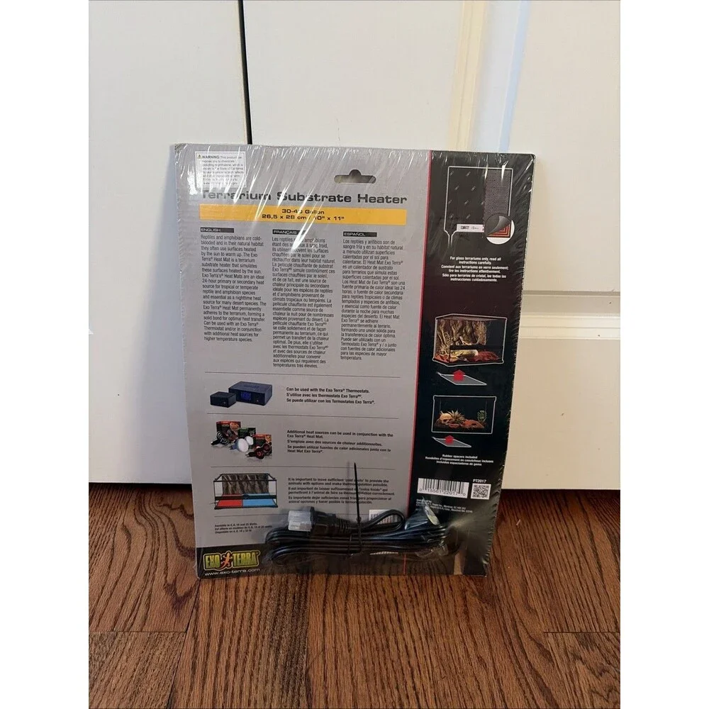 Exo Terra Heat Mat Terrarium Substrate Heater 16 Watt 30-40 Gallon, 10”x11”